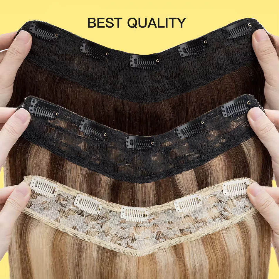 YELO 12 "-26" pince en forme de V dans les Extensions de cheveux vrais