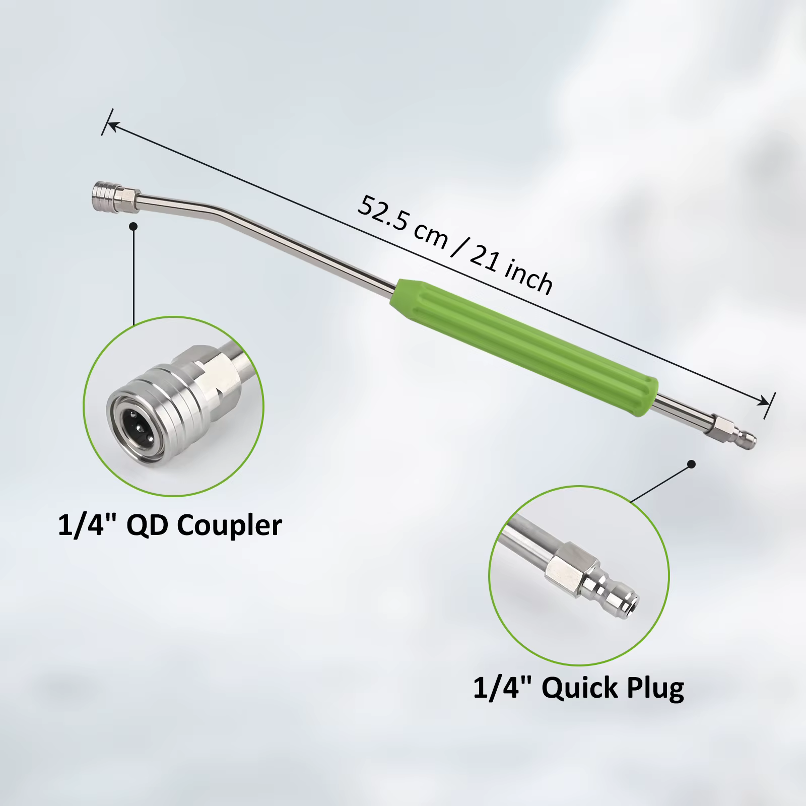 Baguette d'extension de nettoyeur haute pression pour lavage de voiture, baguette d'extension électrique en acier inoxydable, extension de baguette de laveuse électrique avec prise rapide de 1/4"