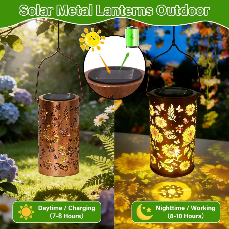 Lanterne solaire portable étanche à projection RGB colorée et durable en forme de tournesol pour la décoration de jardin, de véranda, de pelouse et de cour