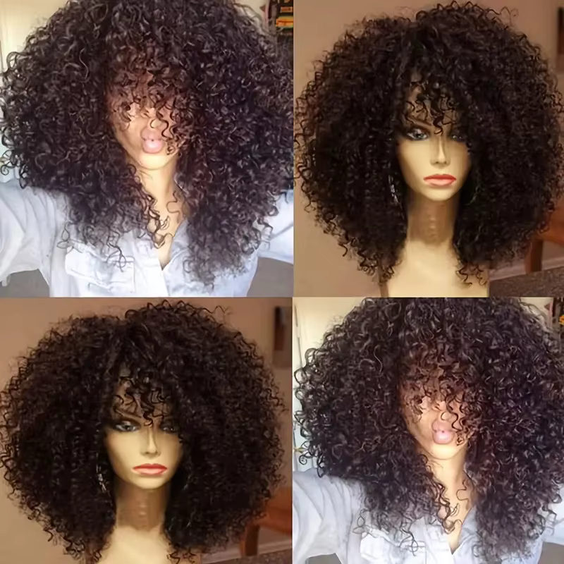 Perruques Afro crépues bouclées avec frange