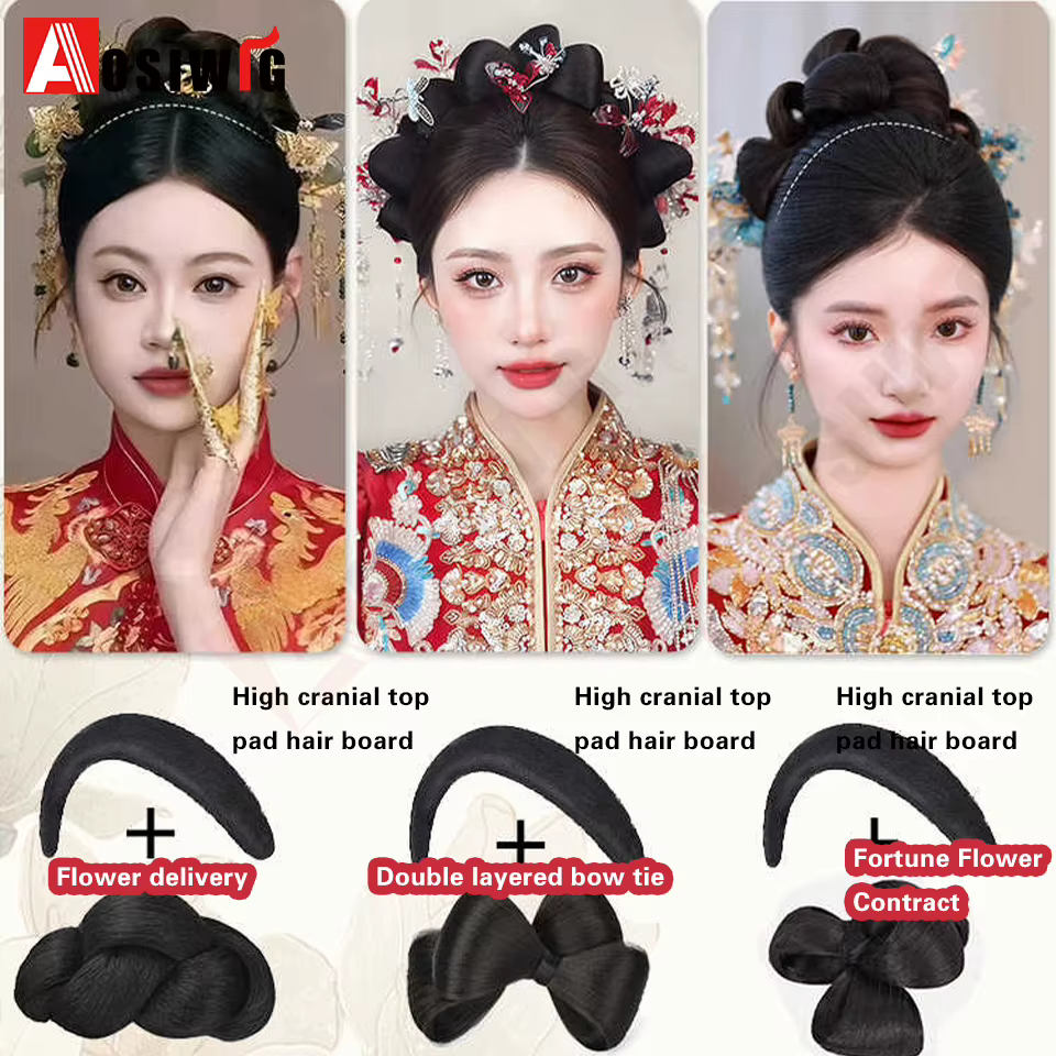 Perruque de chignon synthétique de coiffure de mariée