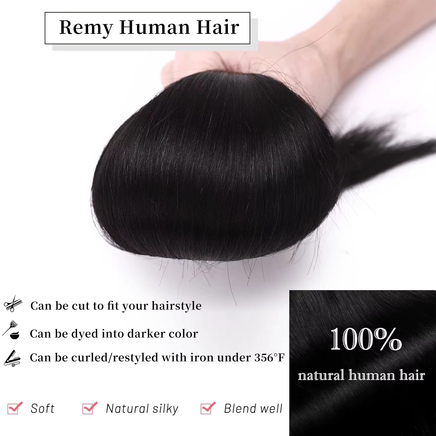100% pince à cheveux humains dans les Extensions une pièce 5 Clips