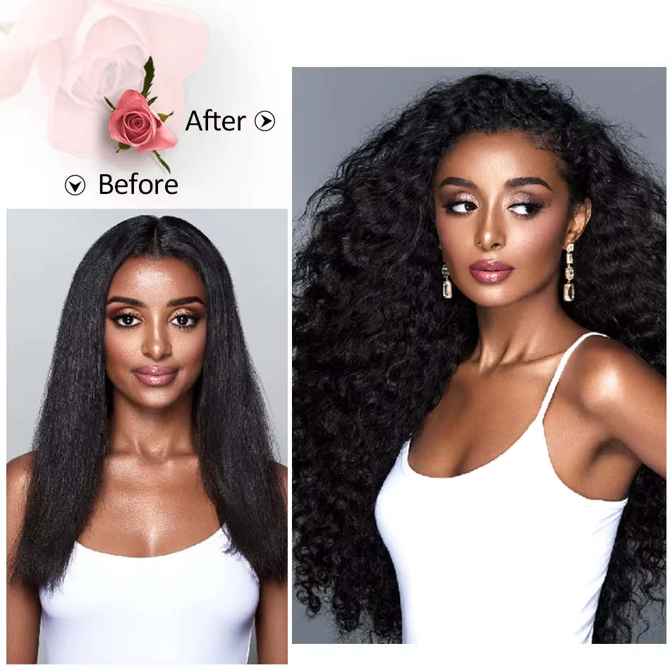 Extensions capillaires synthétiques bouclées à clips pour femmes