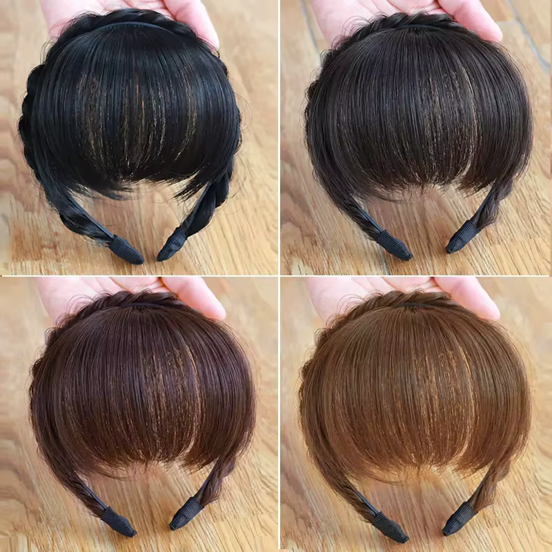 Bandeau à franges en cheveux synthétiques pour femme