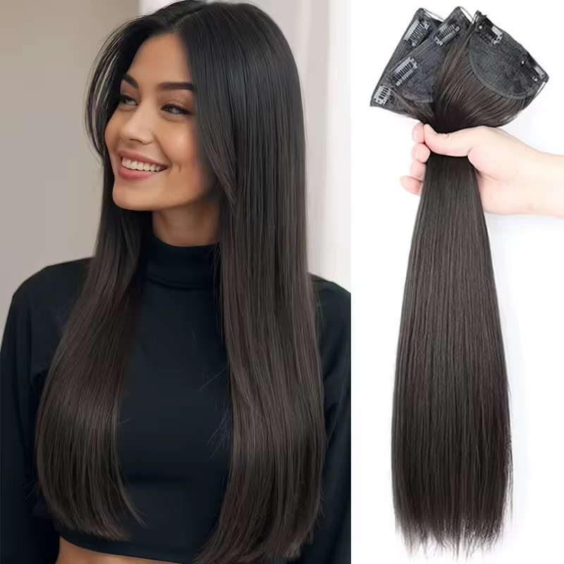 Extension capillaire synthétique longue et lisse de 24 pouces
