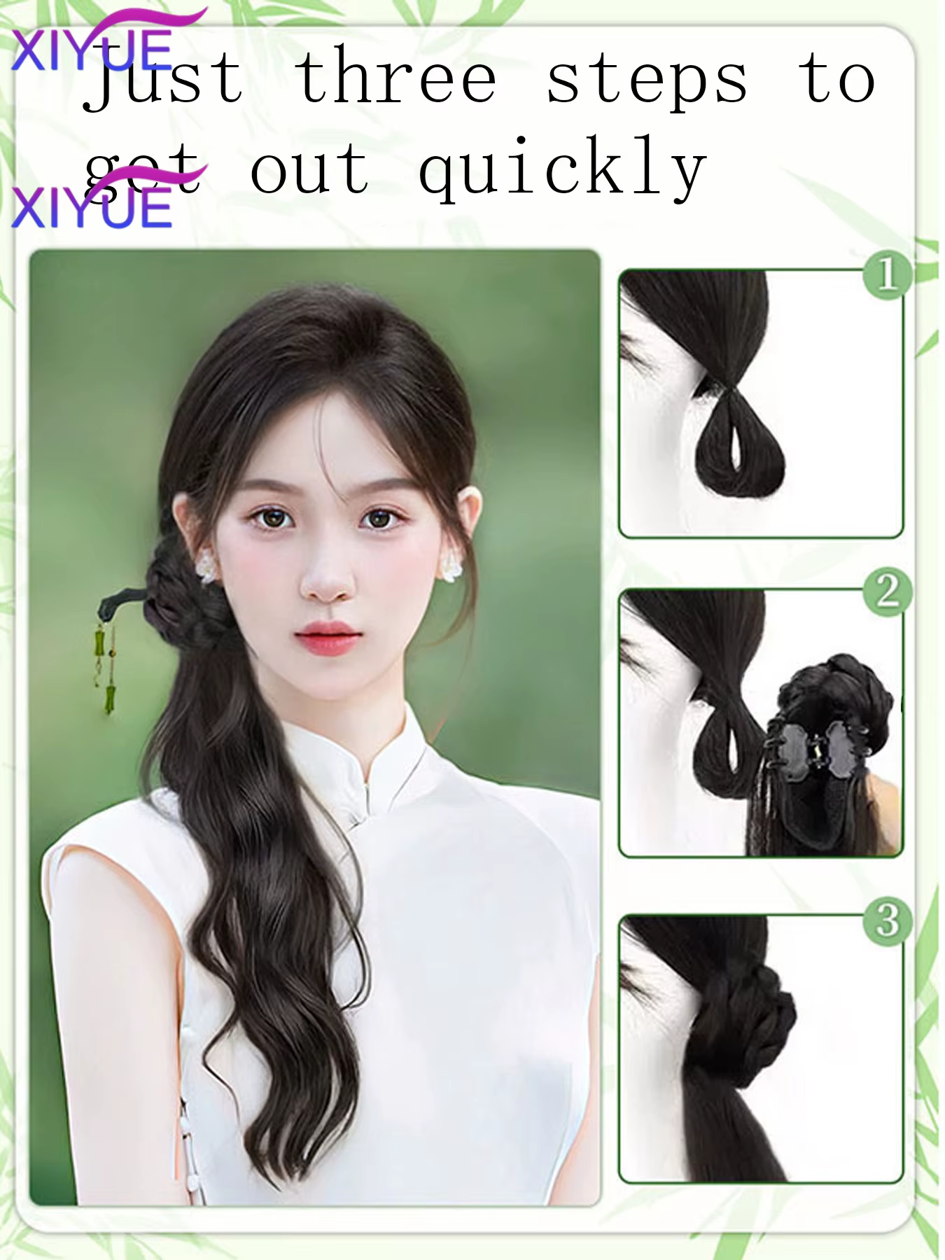 Synthétique nouveau Style chinois pince à griffes longue queue de cheval bouclée naturel moelleux peut être attaché