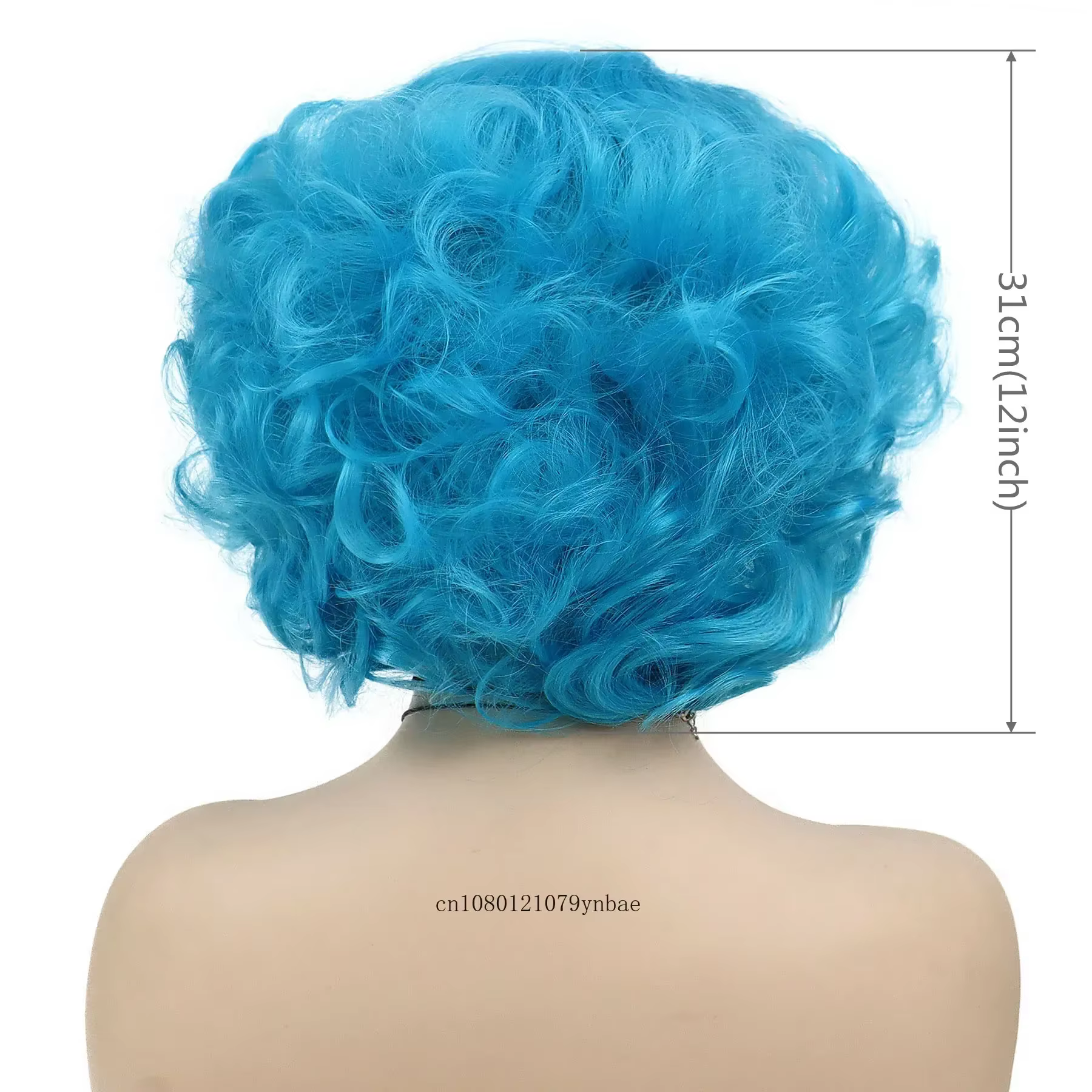 Perruques synthétiques courtes et bouclées bleues pour femmes et filles