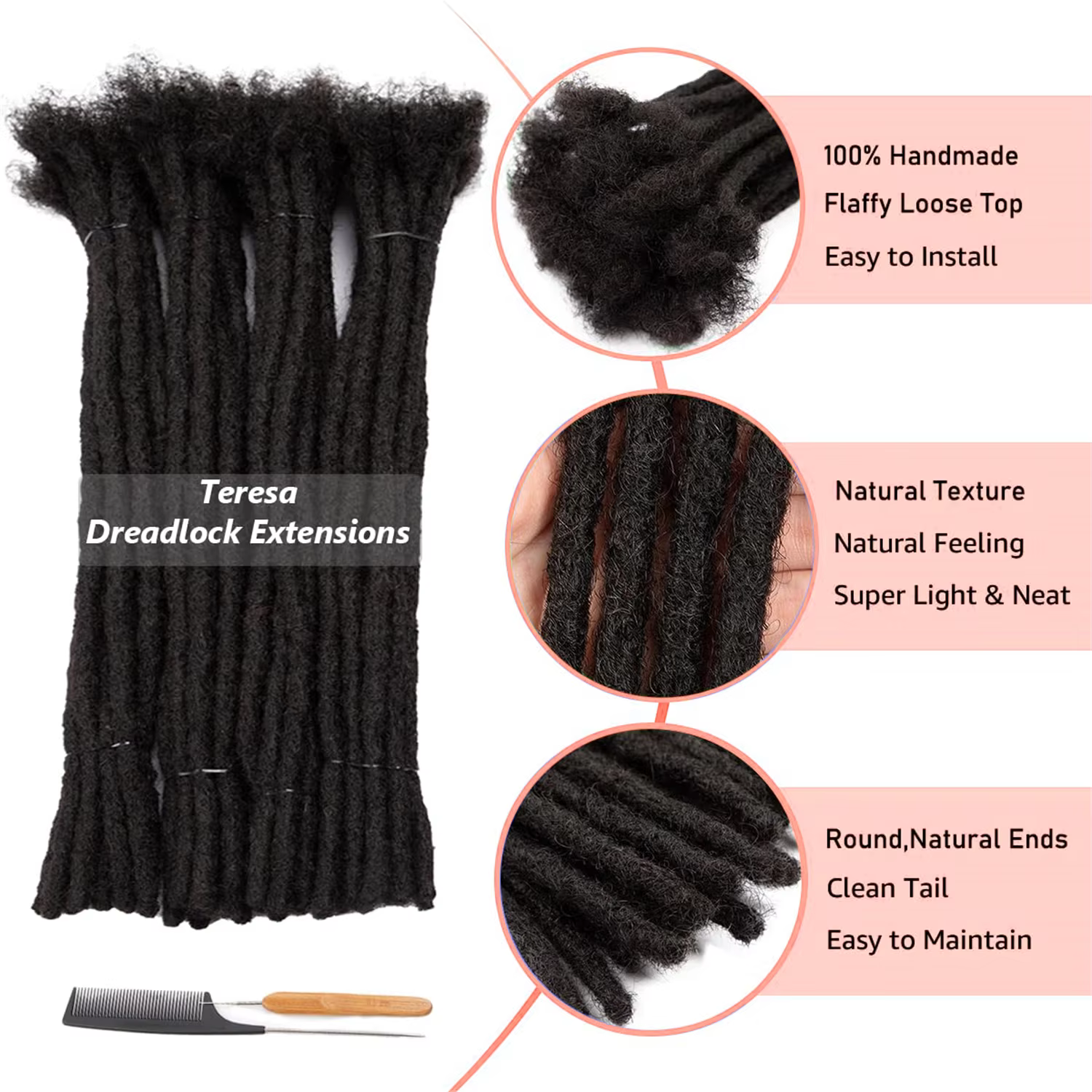 6-12 poucesDreadlocks Extensions synthétiques dreads cheveux Reggae Hip-hop synthétique Afro crépus Style Locs