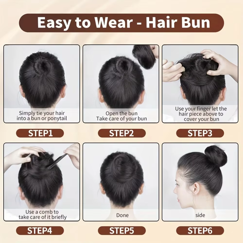 Chignon cheveux raides pour femmes et filles