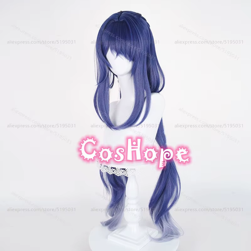 Lauma Cosplay perruque 100 cm longue bleu dégradé
