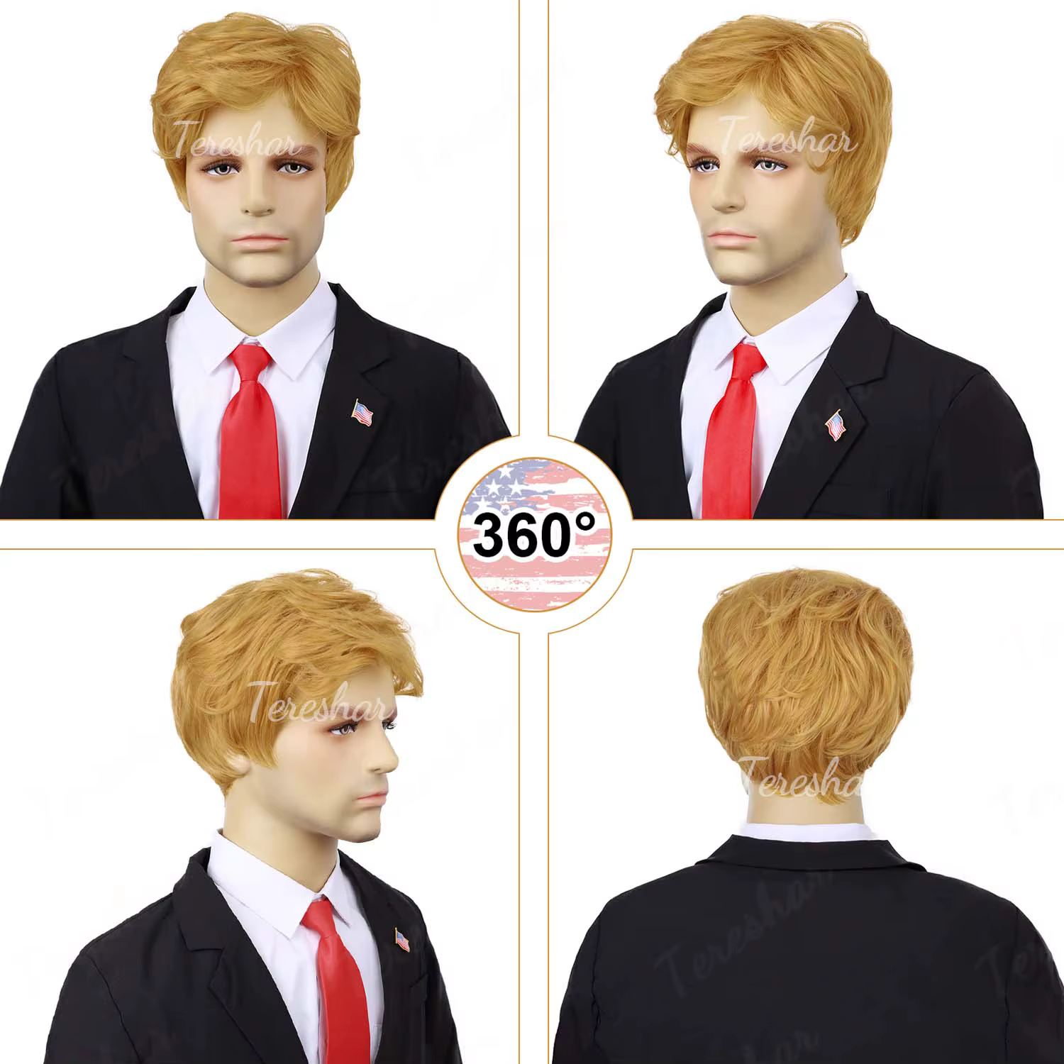 Perruque blonde synthétique pour costume pour hommes