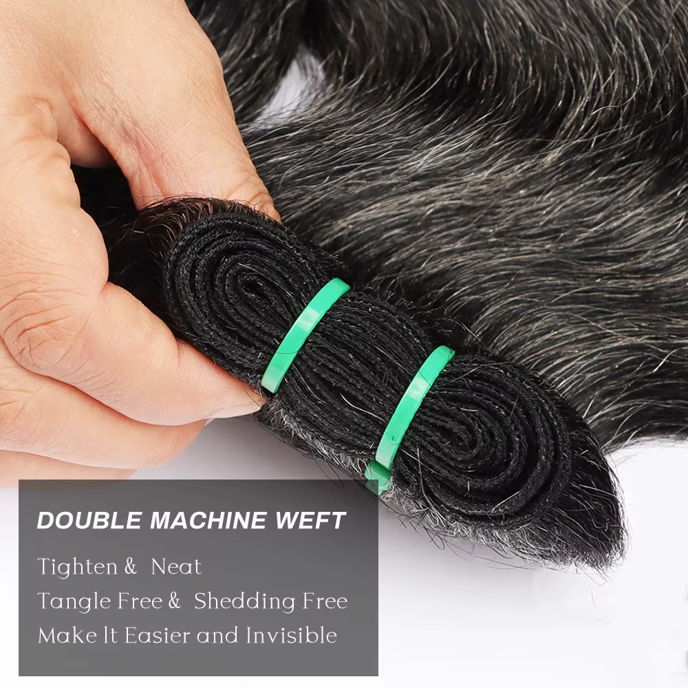 Paquets de cheveux humains sel et poivre vague de corps