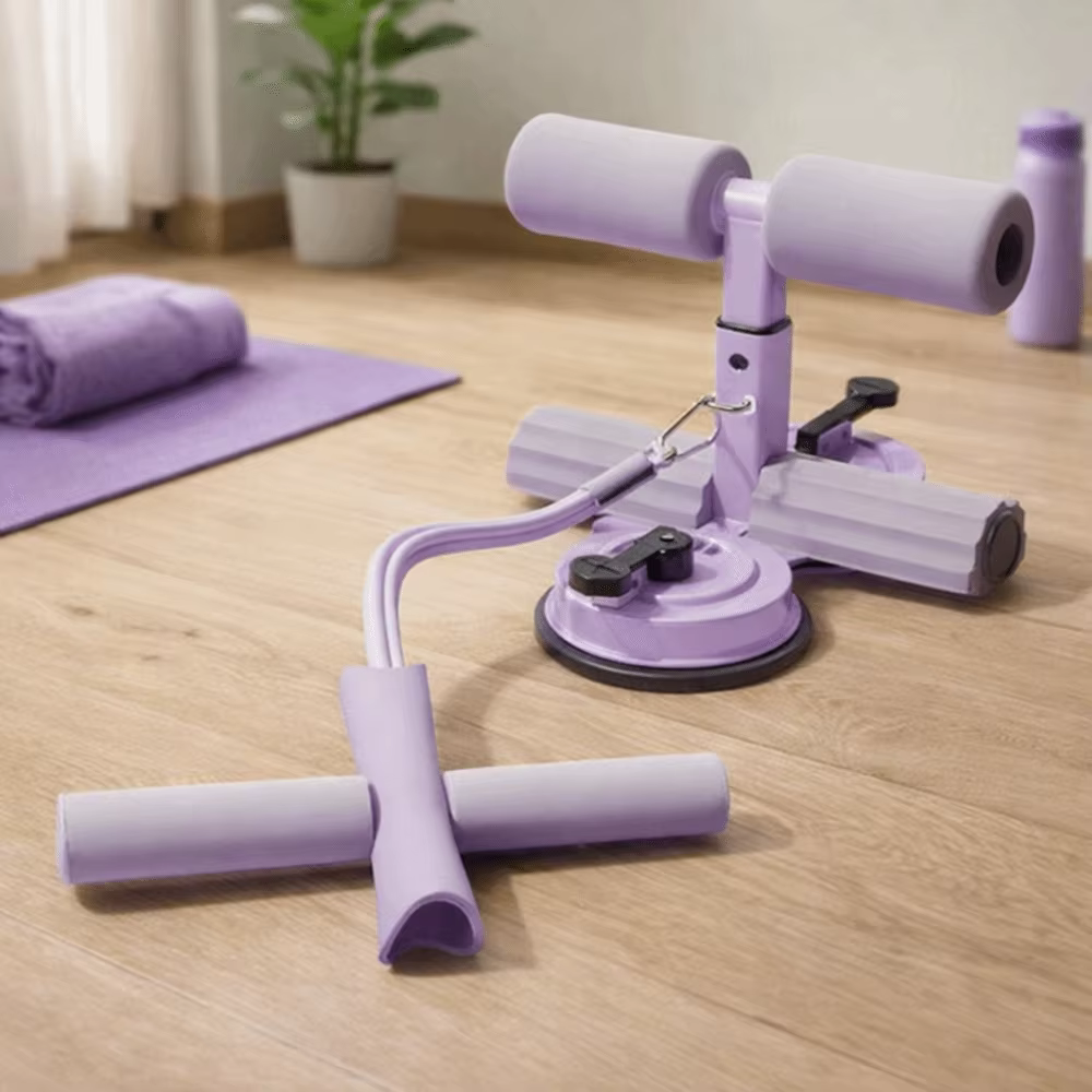 Barre d'aide aux sit-ups à double ventouse, hauteur réglable avec corde de tension, équipement de fitness pour sit-ups, support antidérapant pour chevilles