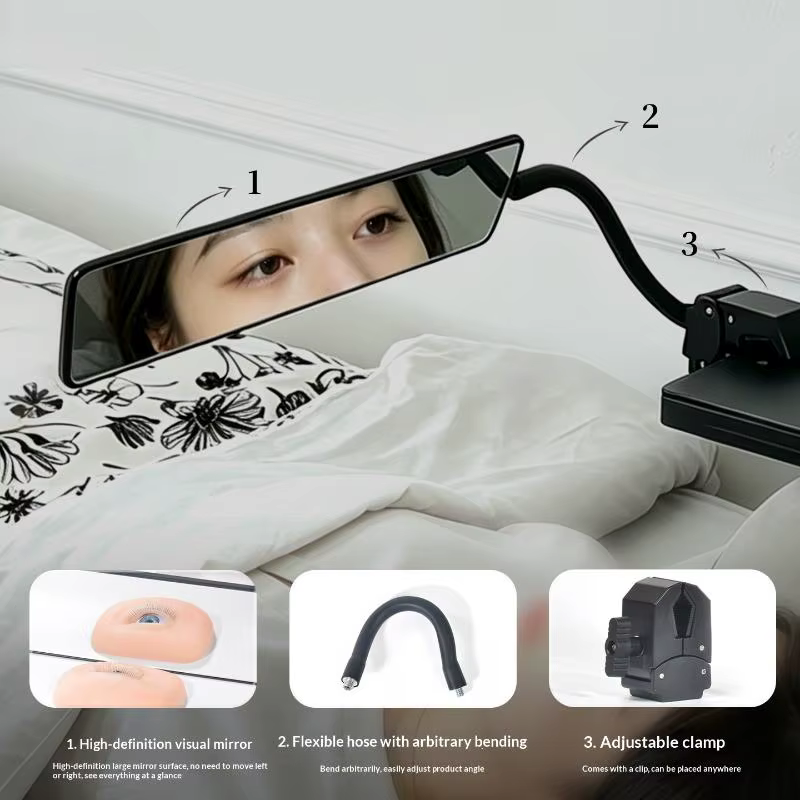 Miroir de contrôle pour extensions de cils HD anti-buée, design en bande longue, 1 pièce, portable pour usage domestique et quotidien, pour greffe de cils DIY