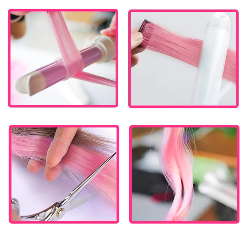Extensions de cheveux synthétiques roses