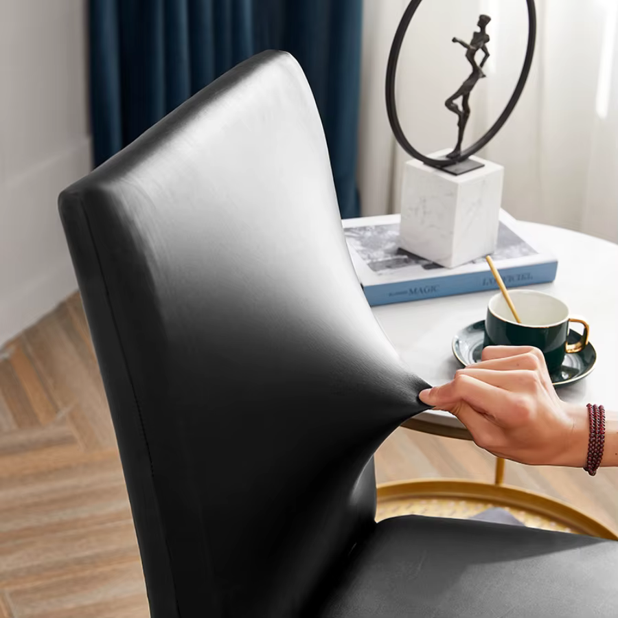 Housse de chaise extensible en simili cuir imperméable, housse de chaise de salle à manger multicolore pour cuisine et Restaurant