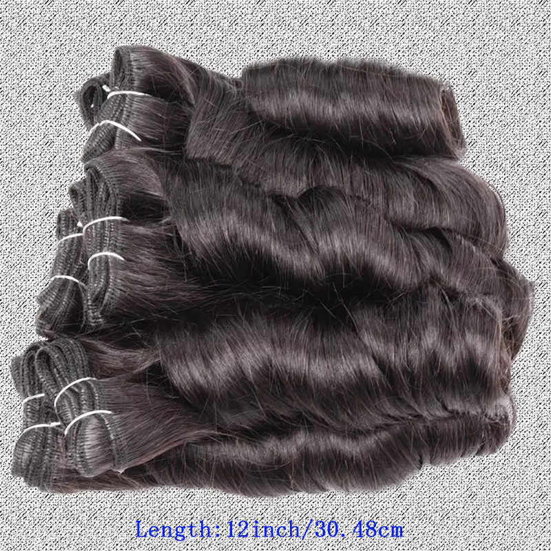 Extensions de cheveux humains ondulés naturels noirs de 8 à 12 pouces pour femmes
