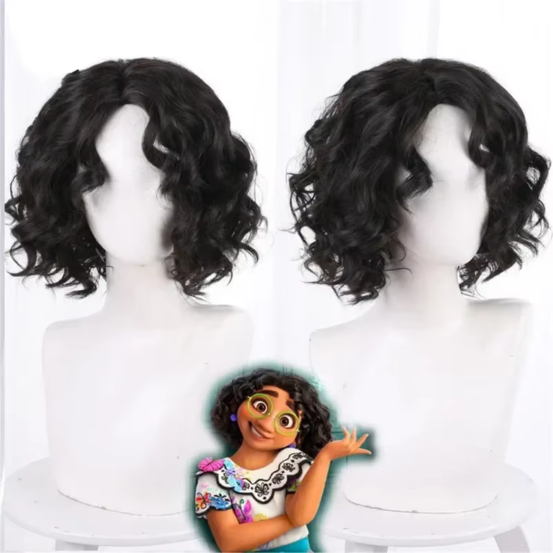 Anime fantaisie magique pleine maison Encanto héroïne Mirabel courte ondulée perruque lunettes enfants fête cadeau d'anniversaire