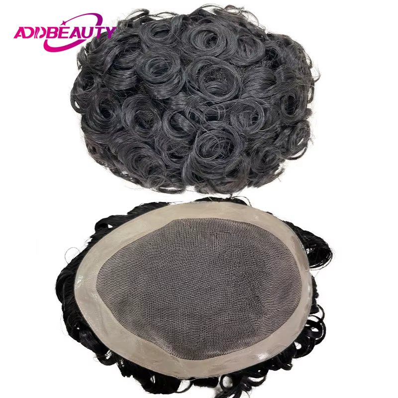 Perruque de cheveux humains indiens bouclés Mono NPU