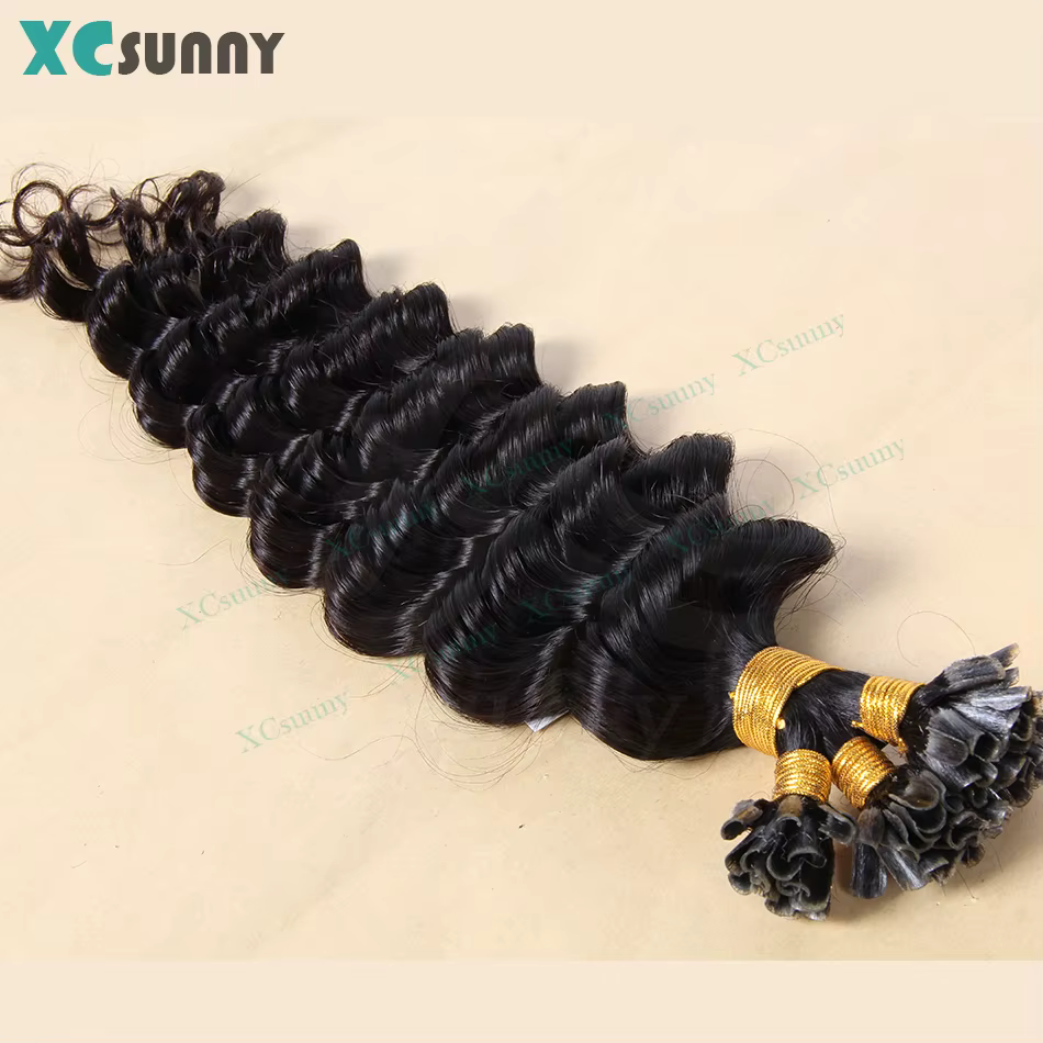 U Tip Extensions de cheveux humains kératine vague profonde Utip réel