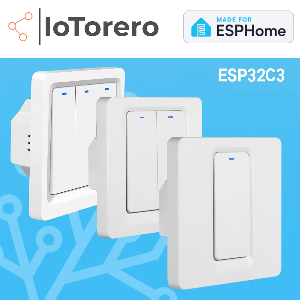 IoTorero conçu pour ESPHome avec BL Proxy EU Wall Switch, aucun neutre requis, ESP32C3 compatible avec Home Assistant