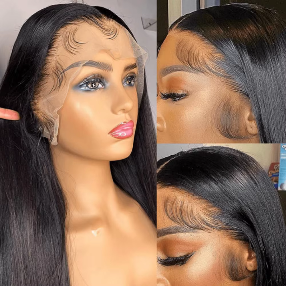 Perruques Lace Front sans colle Prêtes à Porter 13*4/13*6 Cheveux Humains Noirs Densité 250% Couleur Naturelle