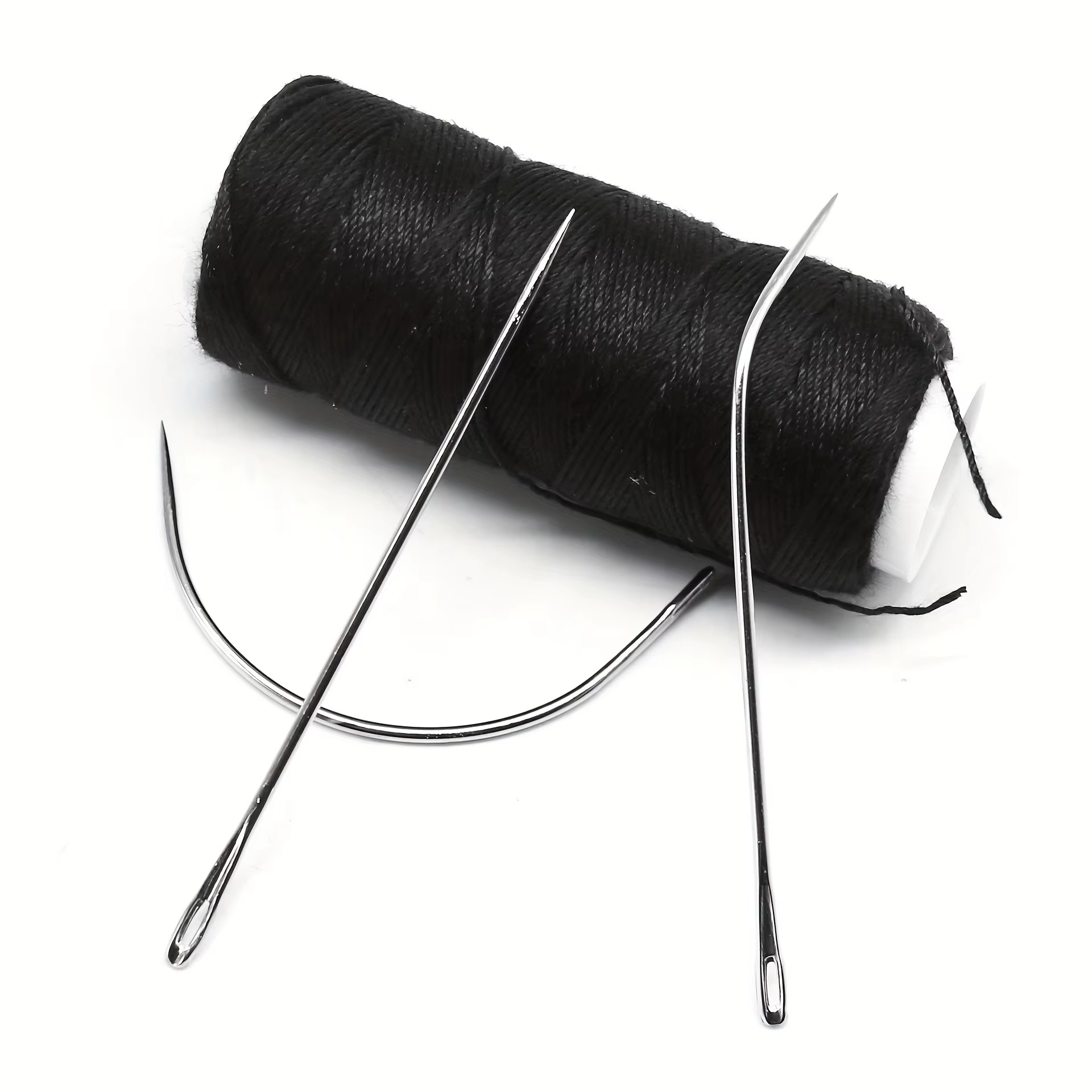 Fil à coudre en nylon 4 couleurs pour tissage de mèches + aiguille J+I+C pour extensions à clipser