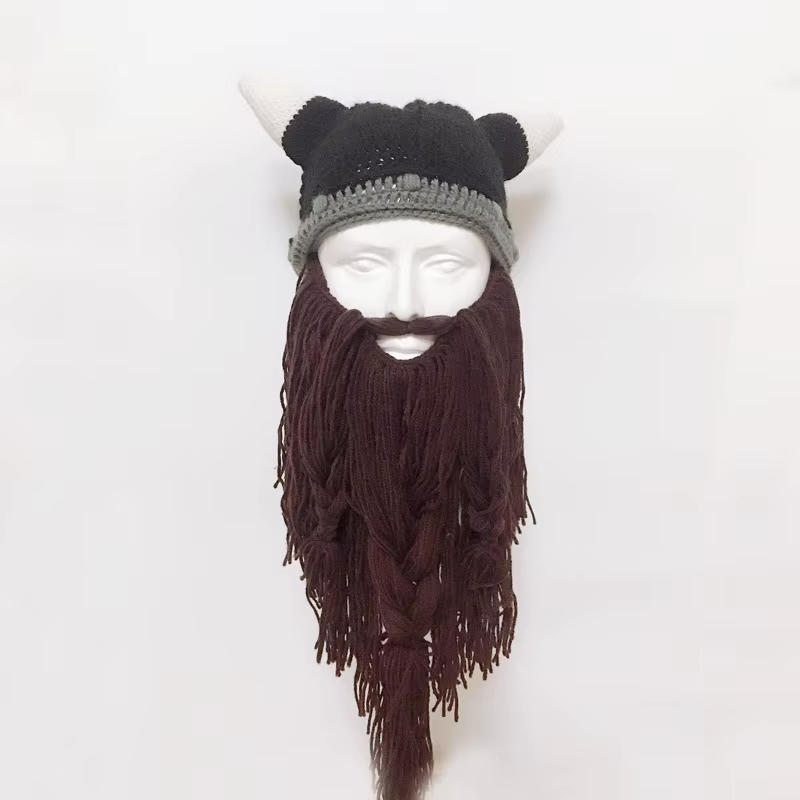 Chapeau de perruque viking à longue barbe