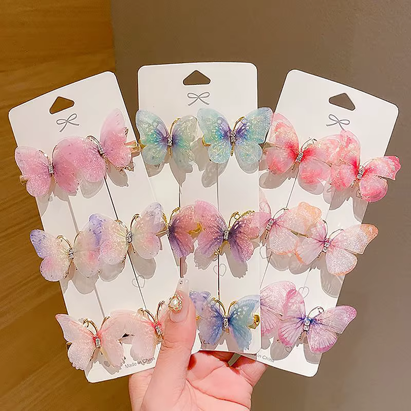 Épingles à cheveux papillon colorées pour filles