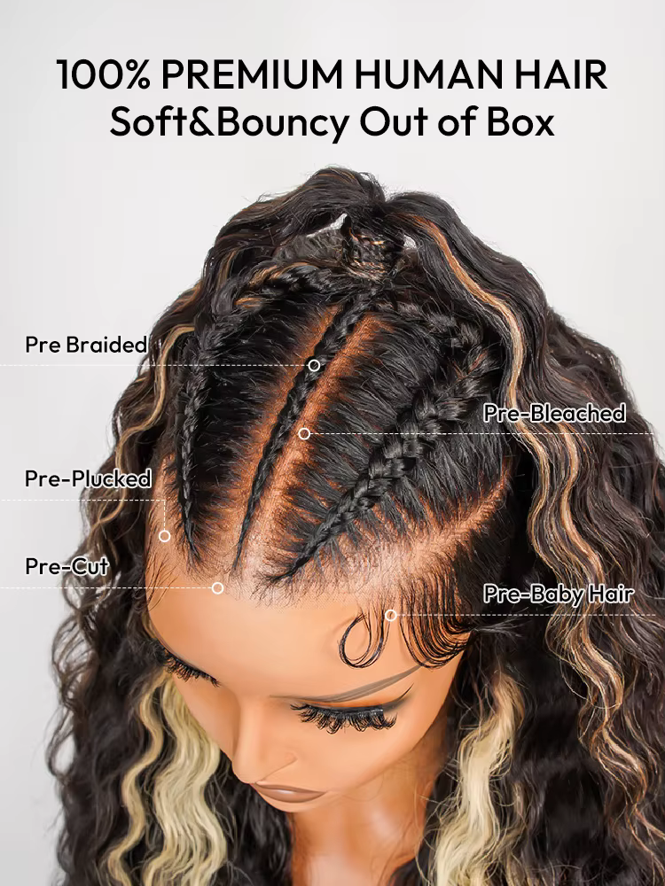 Alipearl cheveux sans colle mettre en évidence styliste perruque prêt à emporter pré-max serti ondulé 13x6 Ombre