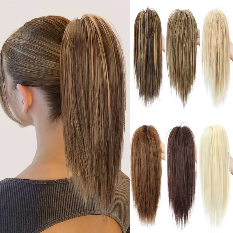 Extension capillaire synthétique courte et lisse de 14 pouces