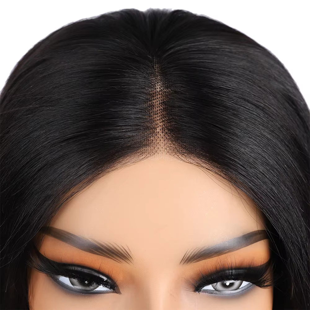 Wear And Go perruques sans colle cheveux humains Bob droite pré-coupée dentelle avant