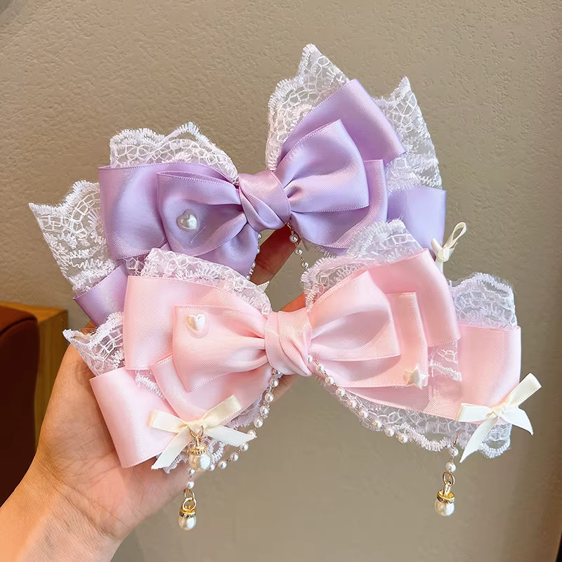 Pinces à cheveux avec nœud pour fille Lolita