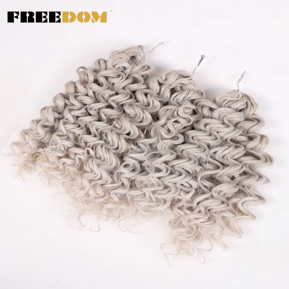 EDOM-Tresses synthétiques Deep Wavy Twist Crochet Hair, Afro Curly Hair, Ombre Brown, 12 Amaran Braiding Extension