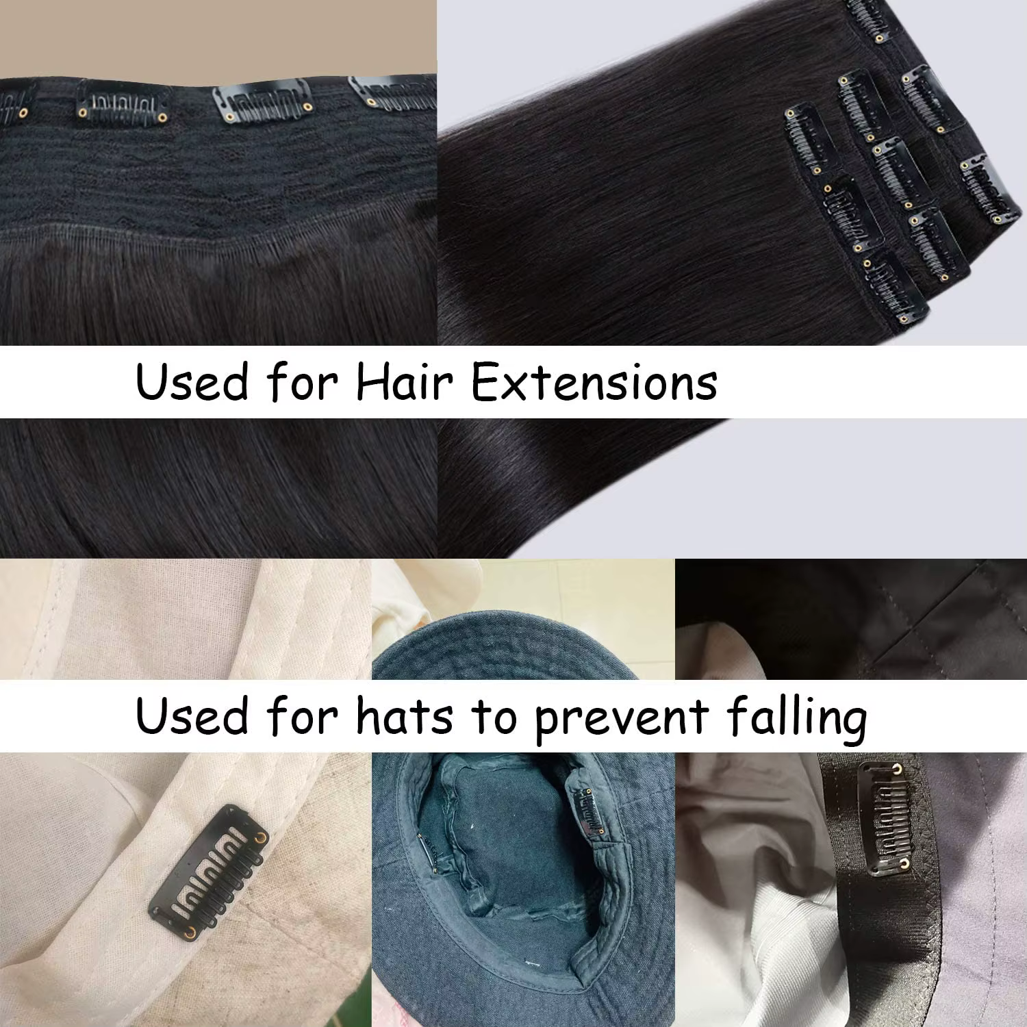 Clips d'extension de cheveux en forme de U à 6 dents
