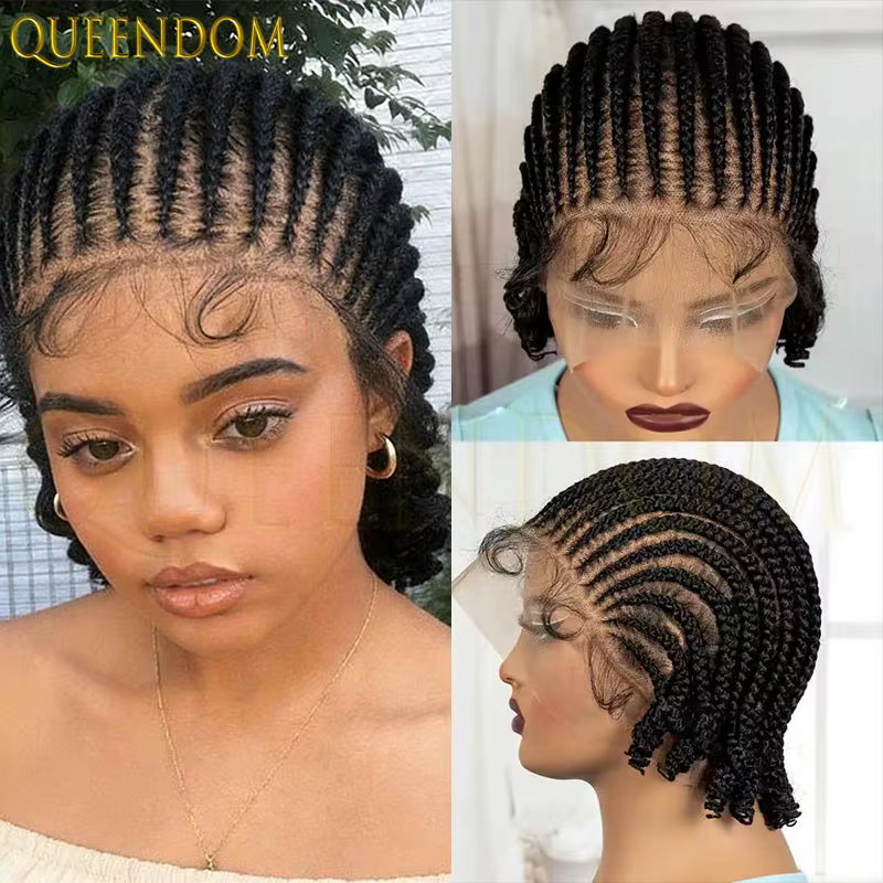 Perruque synthétique courte tressée Bob