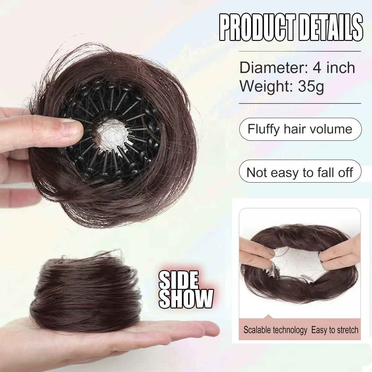 Chignon synthétique avec Clips élastiques circulaires, 1 pièce, perruque de cheveux lisses en forme de nid d'oiseau, chignon rétractable pour femmes