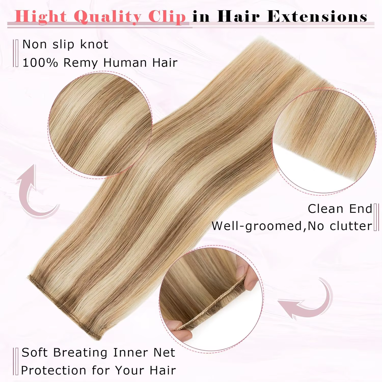 Extensions à clipser en cheveux humains véritables - 5 pièces