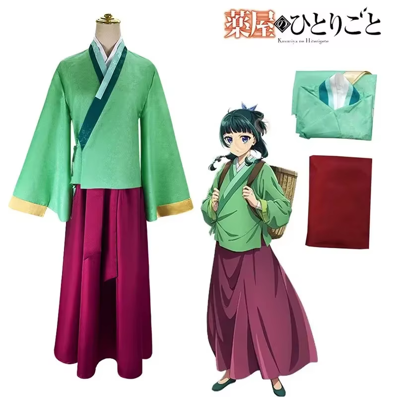Costume de cosplay Mao Mao, perruque, robe, jupe et haut vert de l'anime Kusuriya No Hitorigoto pour Halloween, pour femmes