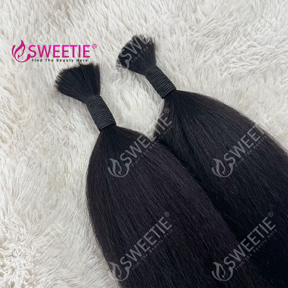 Extensions de cheveux humains en vrac Yaki lisse et Kinky Straight