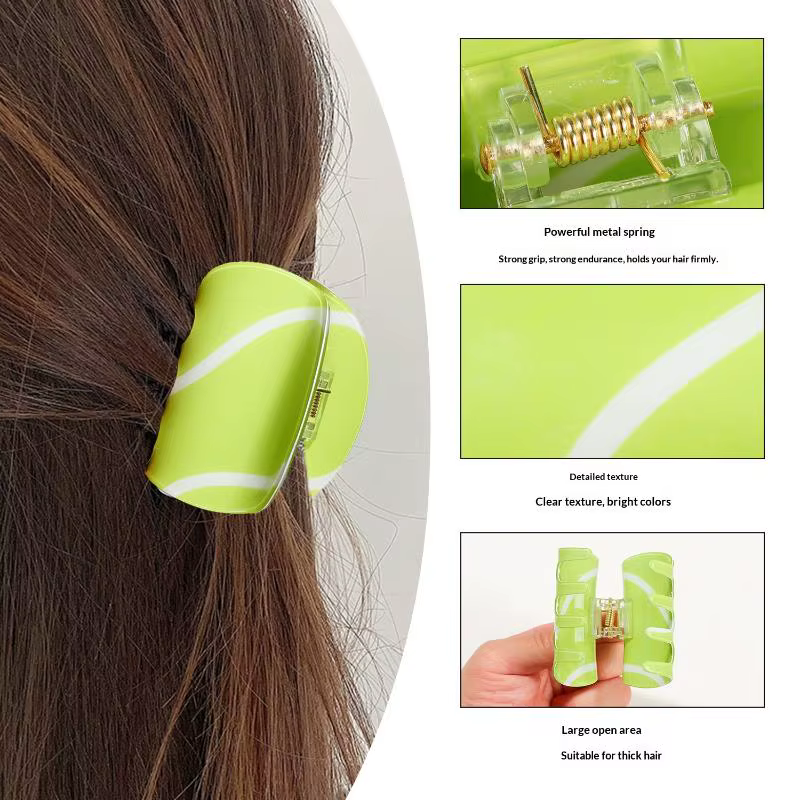 Montrez votre amour pour le tennis avec cette pince à cheveux en acétate – Accessoire tendance en forme de requin pour