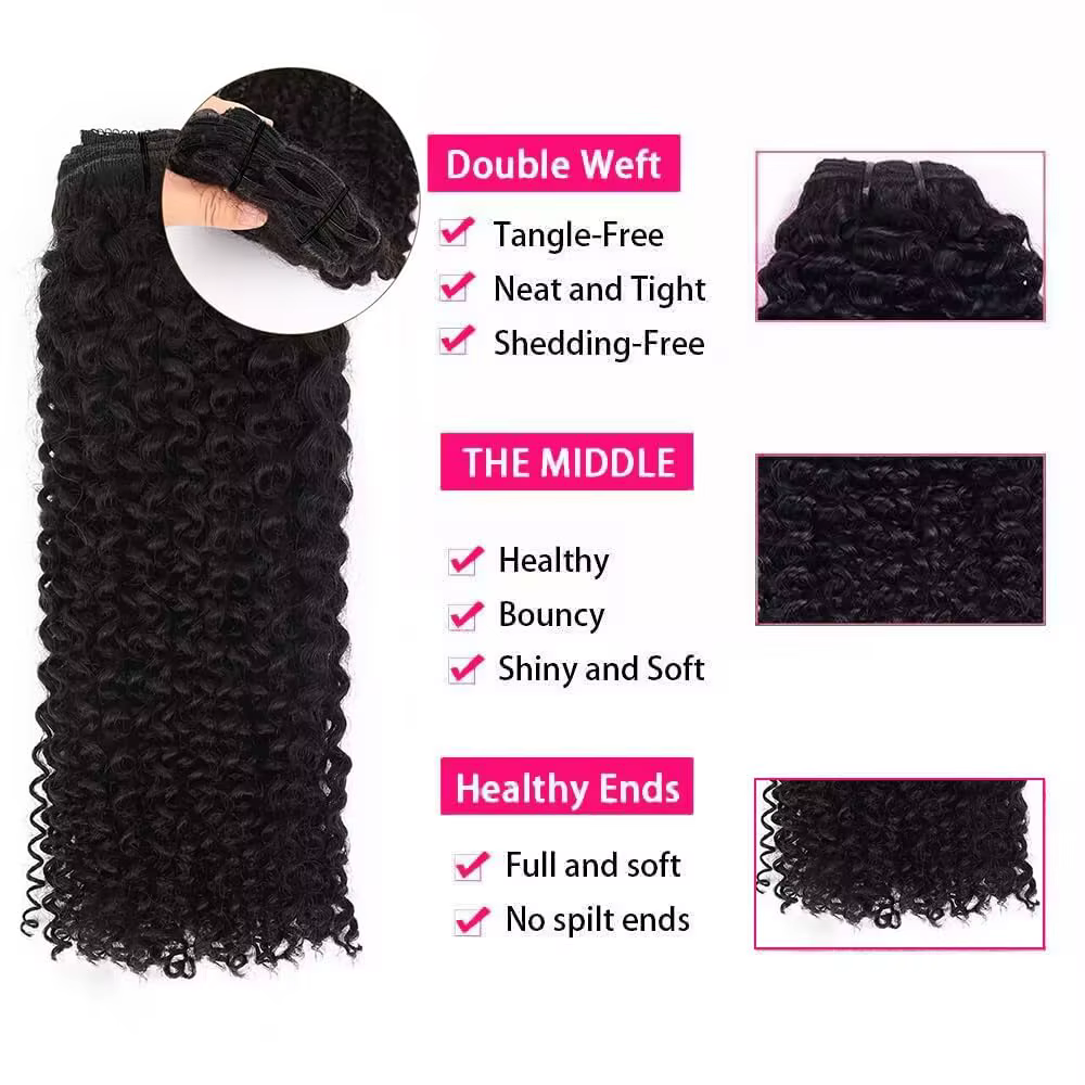 Extensions de cheveux humains Remy crépus bouclés à clips