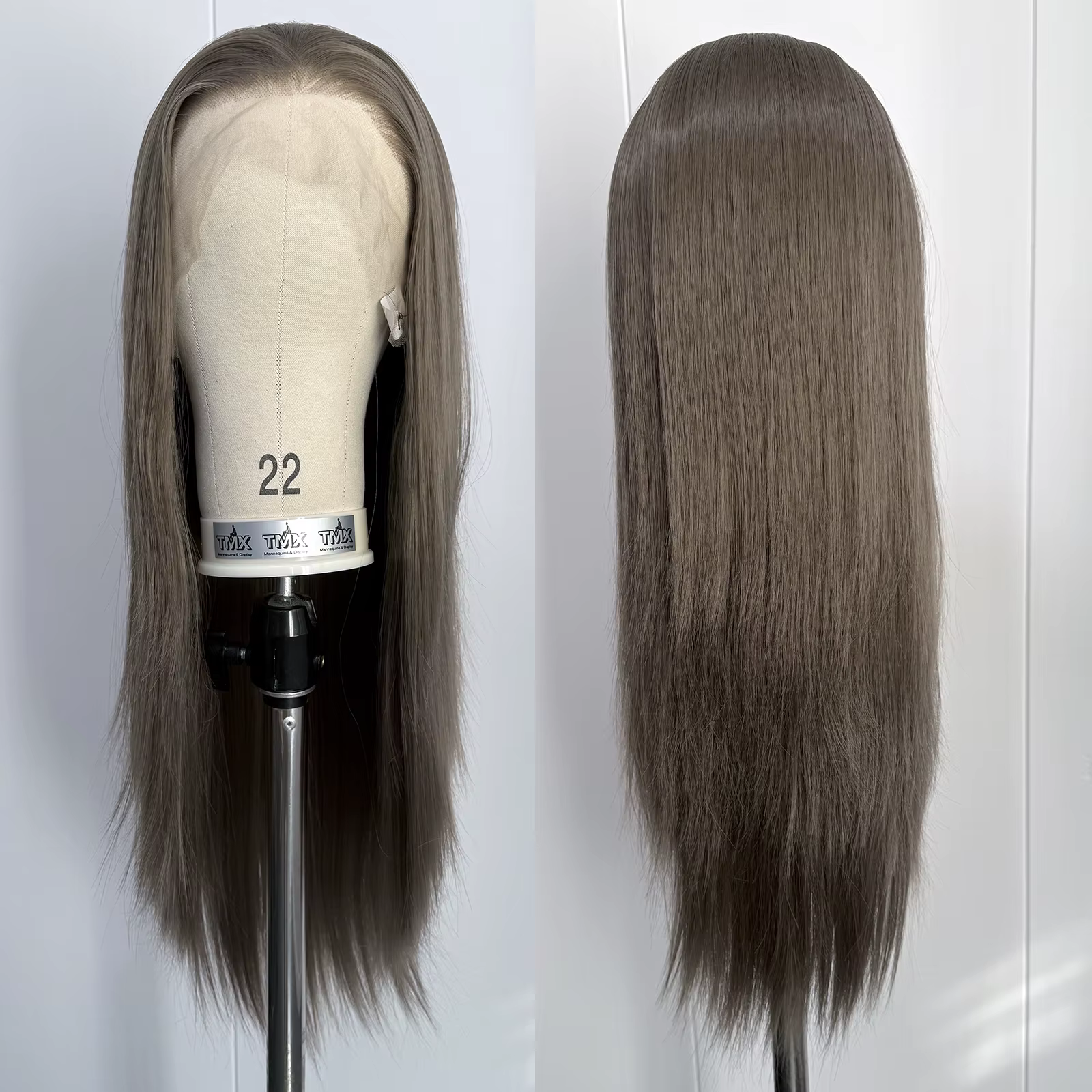 Perruque Lace Front Wig synthétique gris cendré 13x4