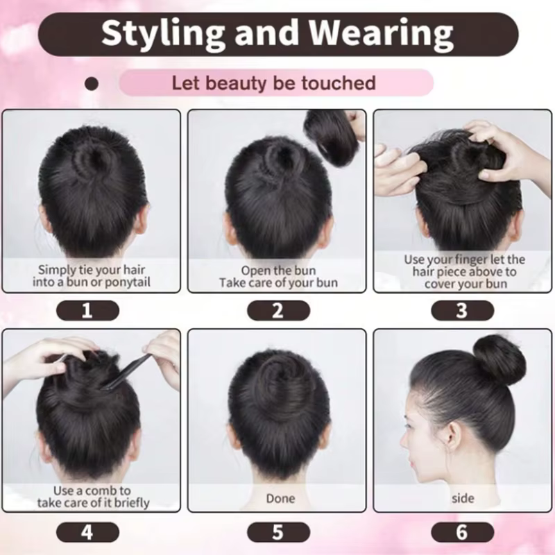 Chignon synthétique lisse de base pour femmes
