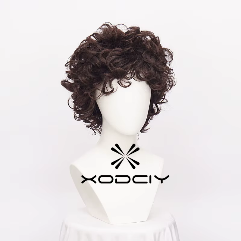 Frodo Baggins Cosplay perruque marron court bouclés résistant à la chaleur cheveux synthétiques jeu de rôle perruques +