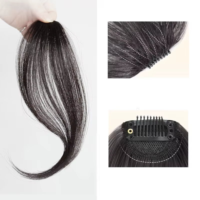 Extensions de cheveux synthétiques à frange centrale
