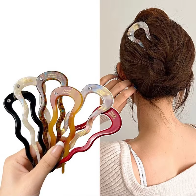 Pince à cheveux torsadée française en acétate