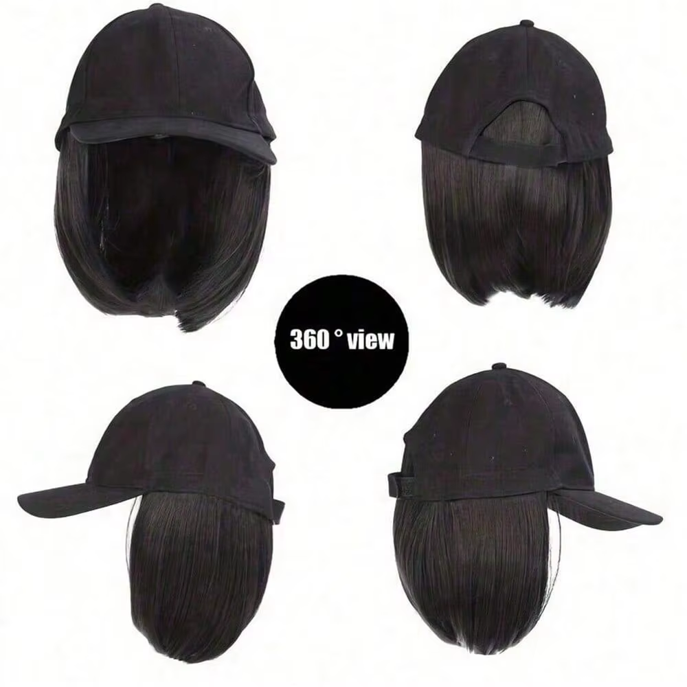 Casquette de baseball avec extensions de cheveux synthétiques
