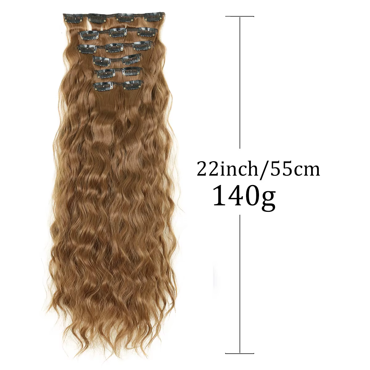 Extensions de cheveux synthétiques bouclés pour femmes et filles, postiche longue à clipser, style maïs ondulé, 16clips en 6 pièces, 22 po, 03/Party