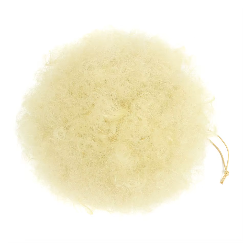 Postiche chignon afro synthétique bouffante courte pour femmes blondes, postiche chignon bouclé, queue de cheval Wstring de proximité, extensions de cheveux à pince Updo Kinky